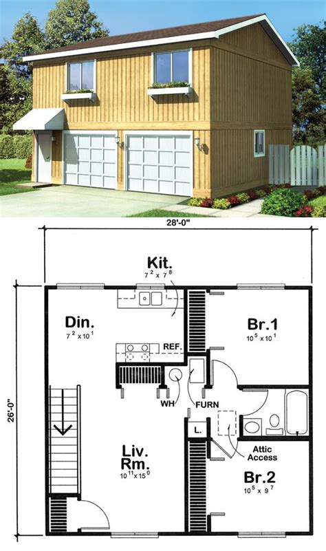 Plan 6015 26x 28 Two Bedroom Apartment Garage Garage Apartment
