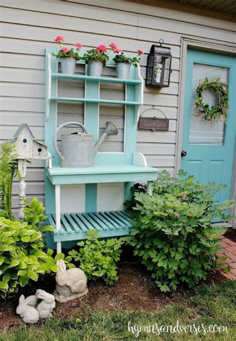 Eclectic Home Tour Hymns And Verses Cottage Garden Potting Bench