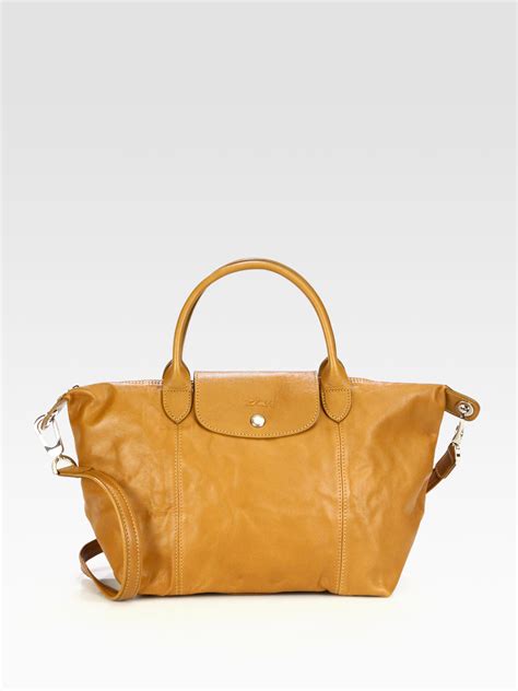 Longchamp Le Pliage Cuir Large Handbag in (gunmetal) | Lyst