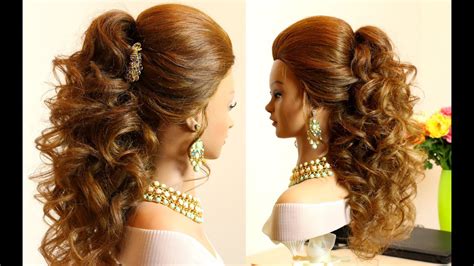 Curly Bridal Hairstyle For Long Hair Tutorial Youtube