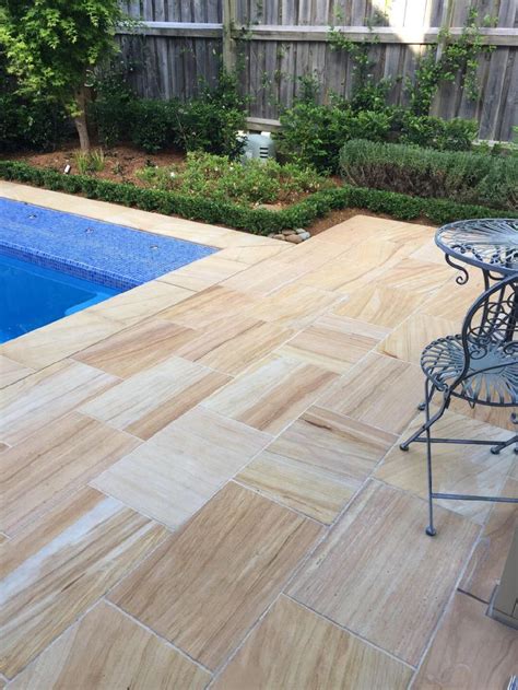 Teakwood sandstone pavers and tiles are both beautiful and affordable. Amber Tiles Kellyville: Sandstone Teakwood pool coping and ...