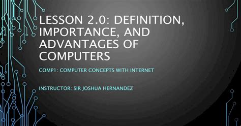 Pdf Lesson 20 Definition Importance And Advantages Of Computers