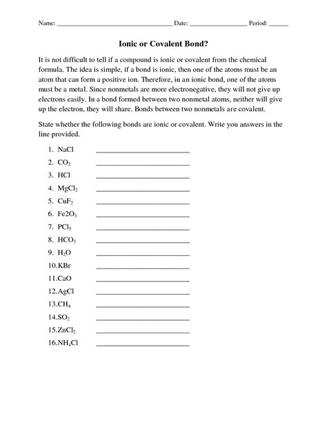 11 Ionic And Covalent Compounds Worksheet