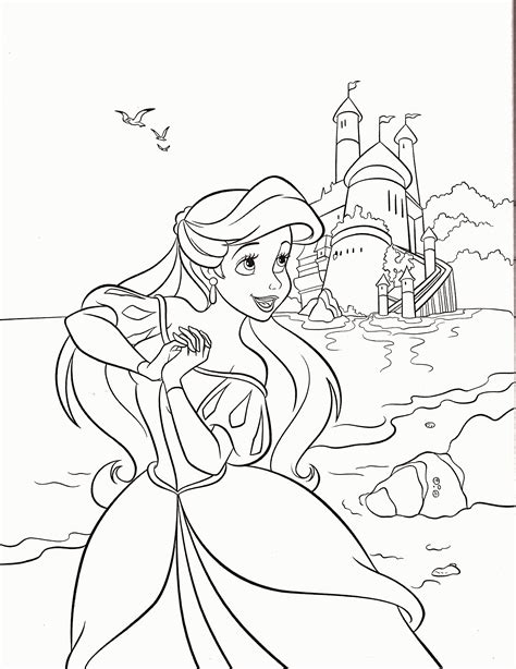 Disney Princess Coloring Pages Ariel In A Dress Coloring Home