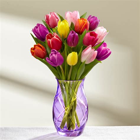 Spring Tulips In Purple Etched Vase In Levittown Ny Levittown