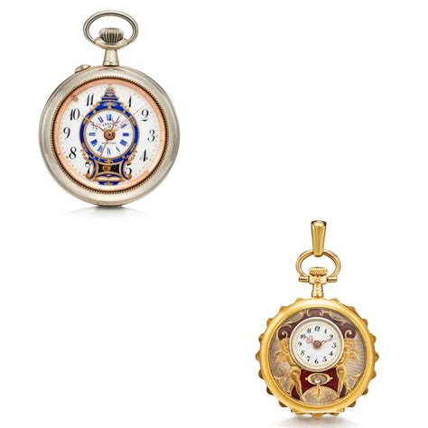 Two Chinese Market Pocket Watches With Mock Pendulum Macautimepiece