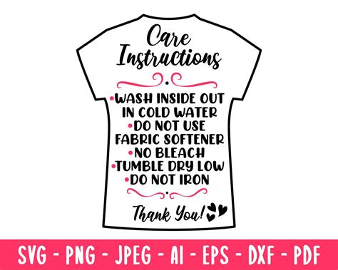 Care Card Instructions Svg T Shirt Care Card Instructions Etsy
