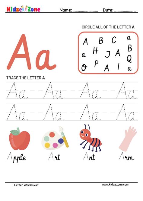 Childrens Letter Tracing Worksheet
