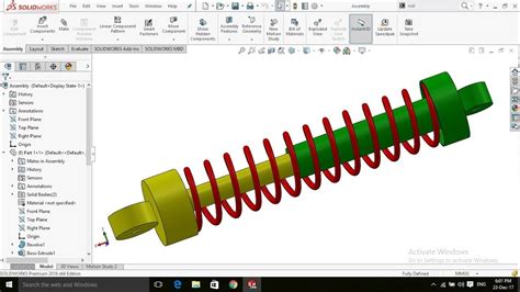 Design Assembly And Animation Tutorial Of Shock Absorber In Solidworks