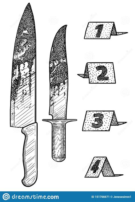 An original creative cold gradient line drawing cartoon bloody knife. Bloody Knife And Markers Illustration, Drawing, Engraving, Ink, Line Art, Vector Stock Vector ...