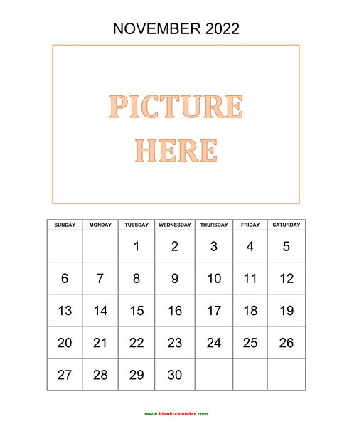 Free Download Printable November 2022 Calendar Pictures Can Be Placed