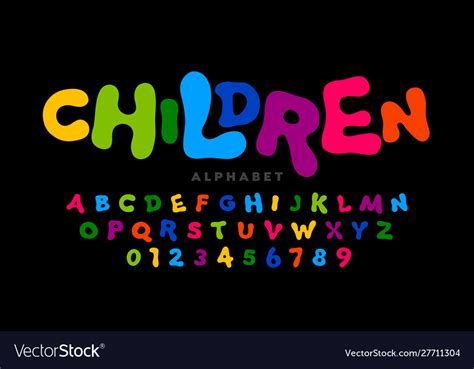 Children Style Colorful Font Playful Alphabet Vector Image