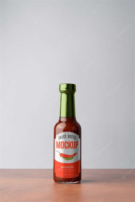 Premium Psd Glass Sauce Bottle Mock Up Design
