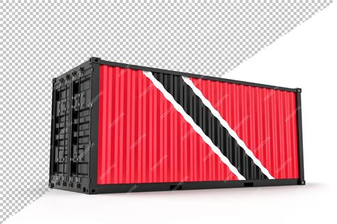 Premium Psd Realistic Shipping Cargo Container Textured With Flag Of Trinidad And Tobago