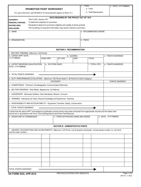 2010 Form Da 3355 Fill Online Printable Fillable Blank Pdffiller