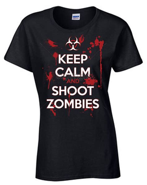 u s custom ink keep calm shoot zombies women s short sleeve t shirt