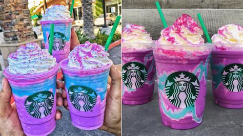 Frappuccino is a trademarked brand of the starbucks corporation for a line of iced, blended coffee drinks. Starbucks Unicorn Frappuccinos Are Real with a Colorful ...