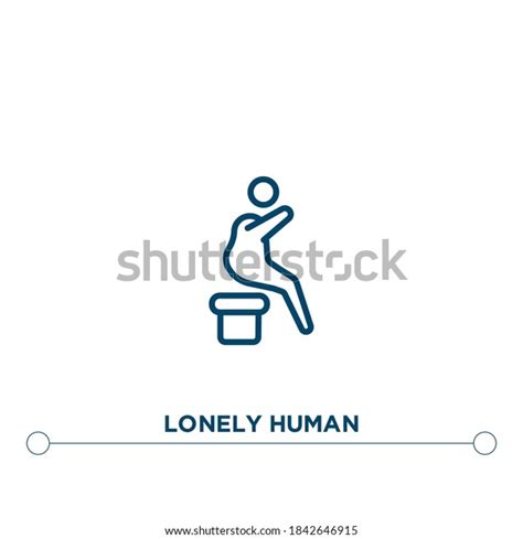 Lonely Human Outline Vector Icon Simple Stock Vector Royalty Free