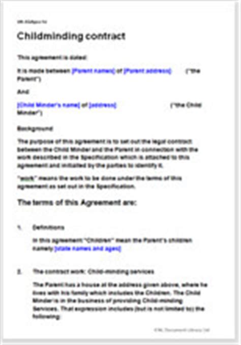 childminding contract easy  edit agreement