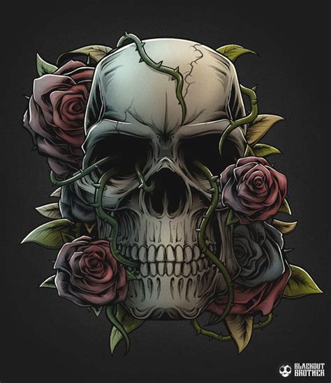 Skull And Roses By Charles Ap Via Behance Skull Tattoo Design Skull