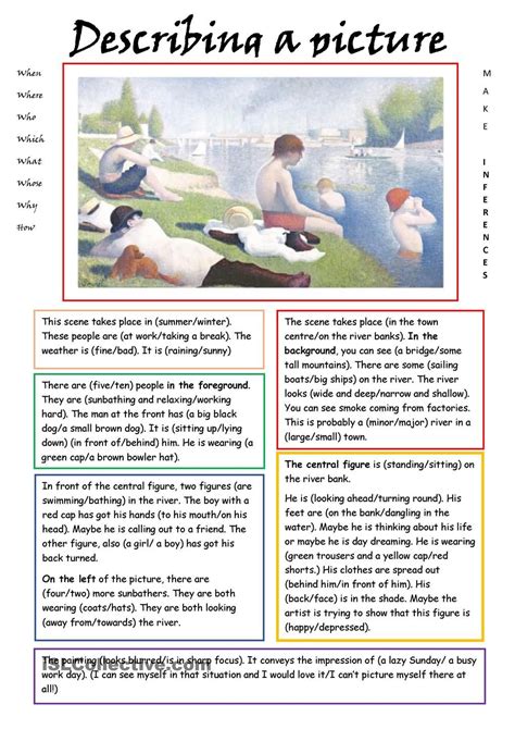 Describing A Picture Esl Worksheets Of The Day English Lessons