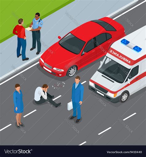 Car Accident Accident And Pedestrian Flat 3d Vector Image