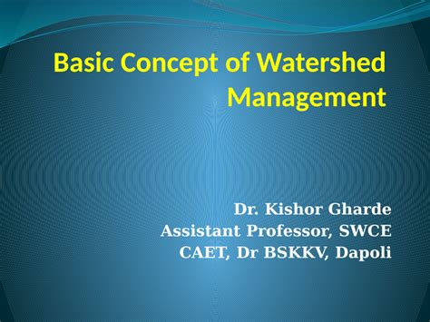 Pdf Basic Concept Of Watershed Management Lecture Note