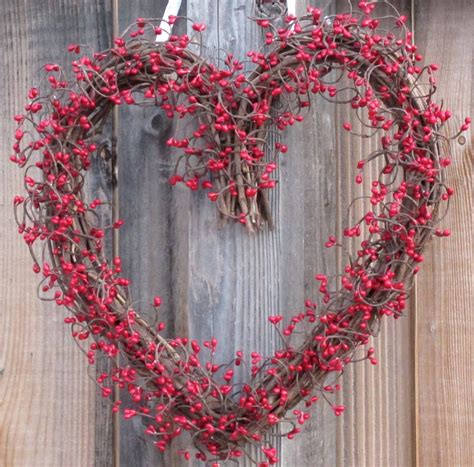 Heart Shaped Wreath Red Berry Wreath By Laurelsbylaurie On Etsy