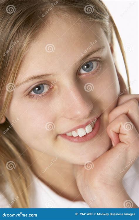 Portrait Of Pre Teen Girl Smiling Stock Image Image Of Person Portrait 7941499