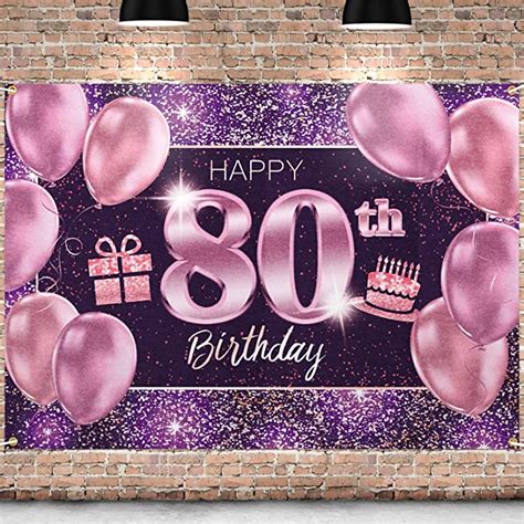 Pakboom Happy 80th Birthday Backdrop Pink Photo Background