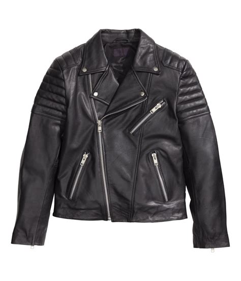 Lyst Handm Leather Biker Jacket In Black For Men