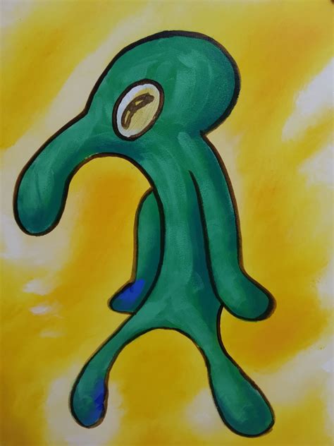Hand Painted Artwork Premium Canvas Old Bold And Brash Squidward Oil Painting On Artist