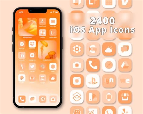 Orange App Icon Pack Aesthetic App Icons Orange App Covers Etsy
