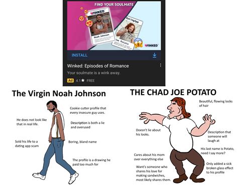 The Virgin Dating App Scam Vs The Chad Potato Man Virginvschad