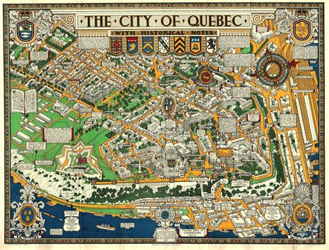City Of Quebec With Historical Notes Idea Rare Maps Pictorial Maps