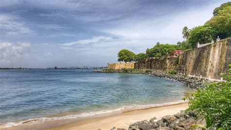 Beach And City Walls In Old San Juan Puerto Rico Stock Photo Image