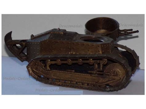 France Trench Art Wwi Renault Ft17 Tank French Military Inkwell Ww1