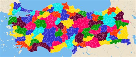 Türkiye nin Tüm İlçelerinin Detaylı Haritası