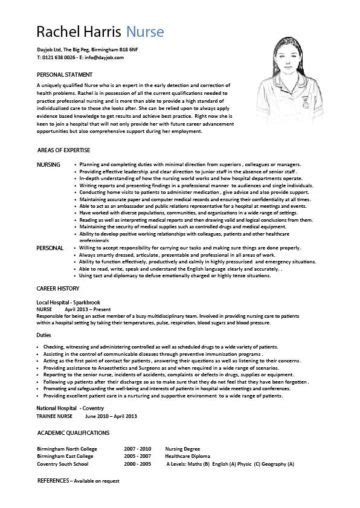 Nursing Cv Template Nurse Resume Examples Sample Registered
