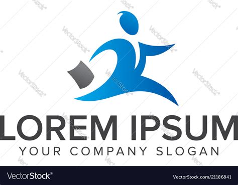 Running Businessman Icon Logo Design Concept Vector Image