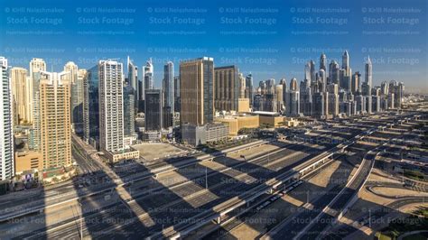 Dubai Marina Skyscrapers Aerial Top View At Morning From Jlt In Dubai