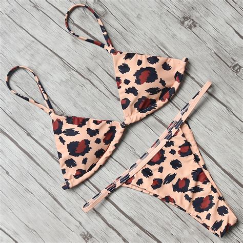 2018 Women Bikini Set Sexy Brazilian Bikini Leopard Swimwear Women Swimsuit Thong Biquini Push