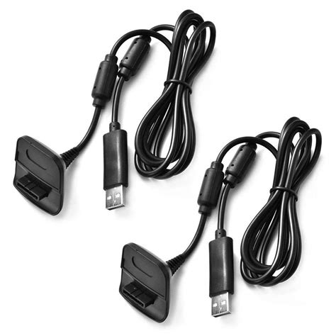 Charging Cable For Xbox 360 And Slim Wireless Game Controllers 2 Pack Black Amazon Ca Video Games