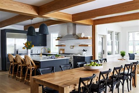 Its All About The Beams In This Open Kitchen And Dining Room
