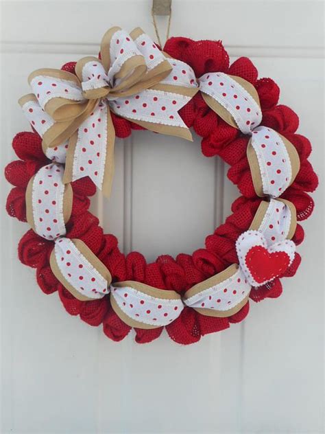 Valentines Day Wreath Red Valentines Day Burlap Etsy Valentine