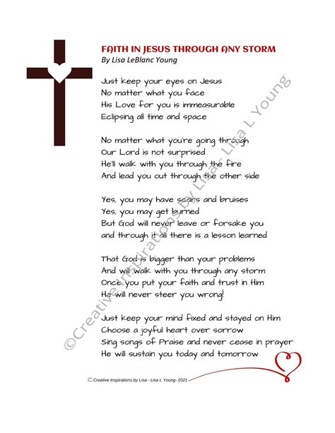 Jesus Faith Poem Original Printable Makes Great T For Mom Etsy
