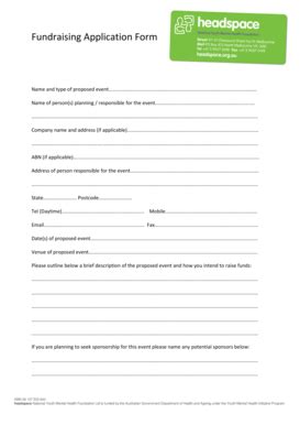 Fillable Online Fundraising Application Form Headspace Fax Email