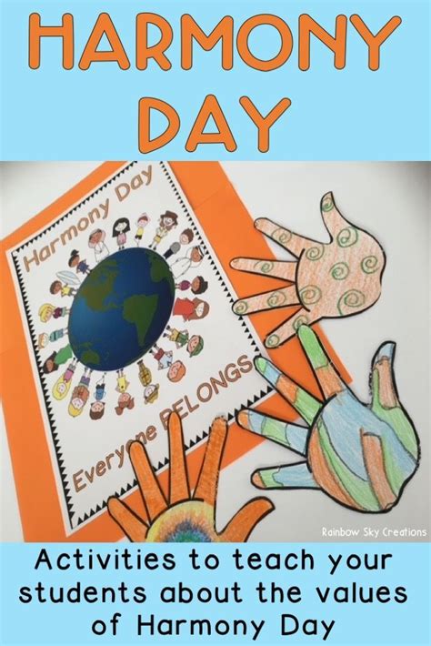 An Orange And Blue Poster With The Words Harmony Day Written On It In