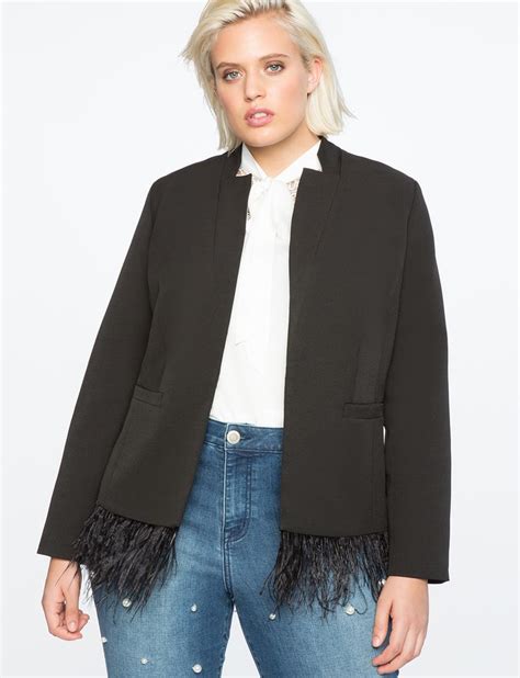 peplum blazer with feather trim totally black blazers for women fashion plus size coats
