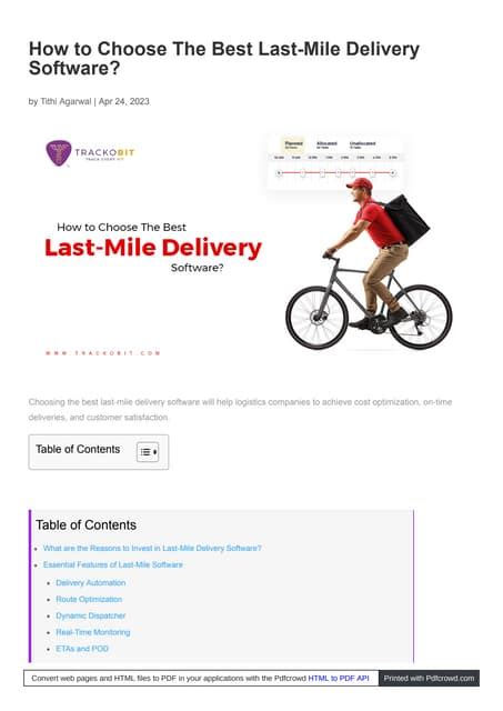 How To Choose The Best Last Mile Delivery Software Pdf